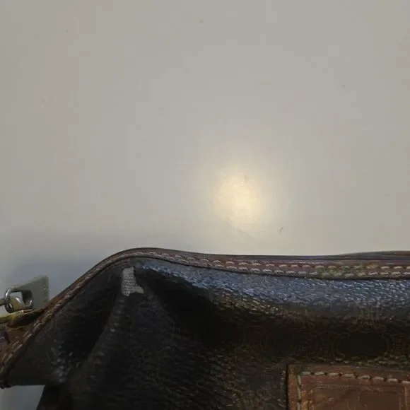 CELINE Old Vintage Pouch PVC Leather Cosmetic Bag Authentic Brown - Picture 7 of 16